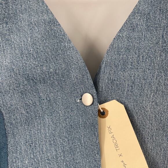 FREE PEOPLE x TRICIA FIX Split Denim Vest Size Extra Small Patchwork Halter NWT - Picture 13 of 15